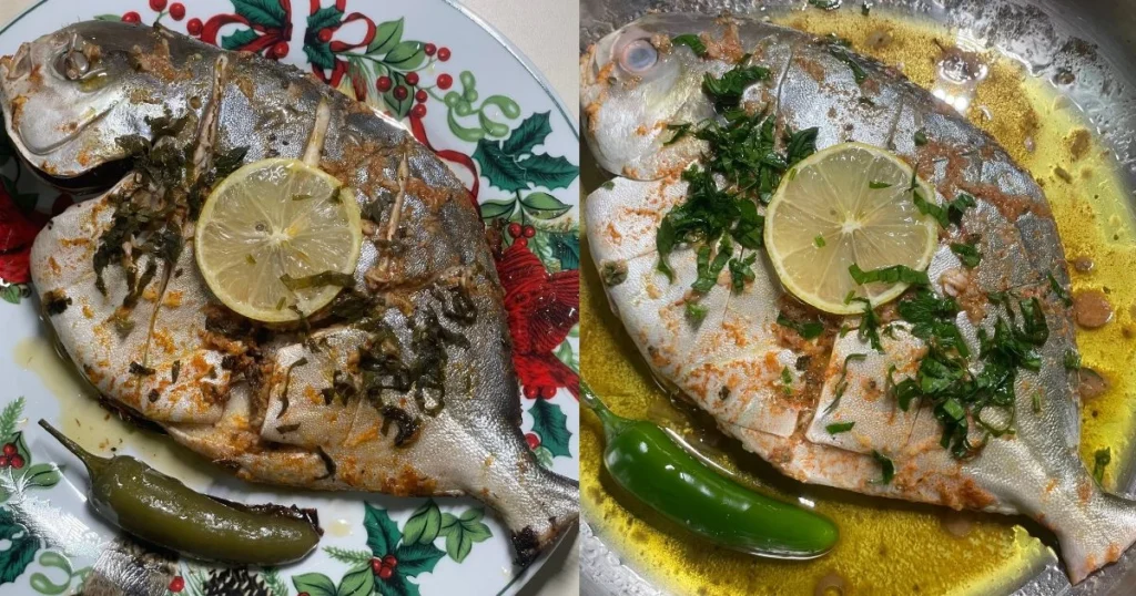 Baked Whole Pompano Fish